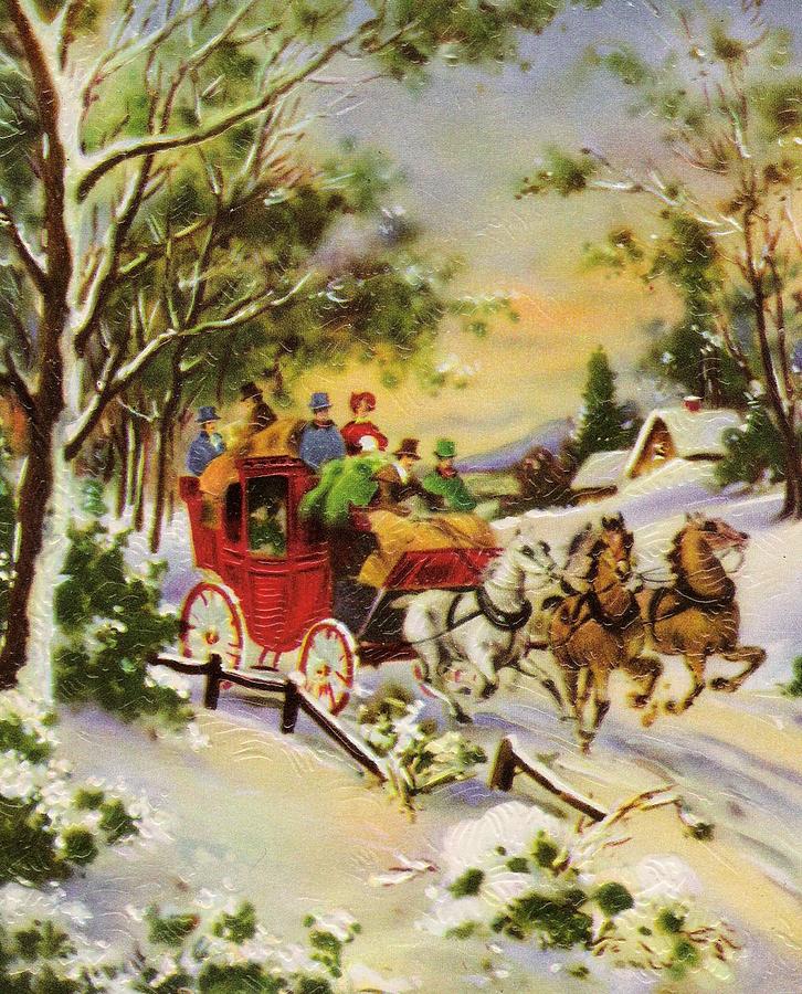 726x900 Christmas Illustration 812 - Vintage Christmas Painting
