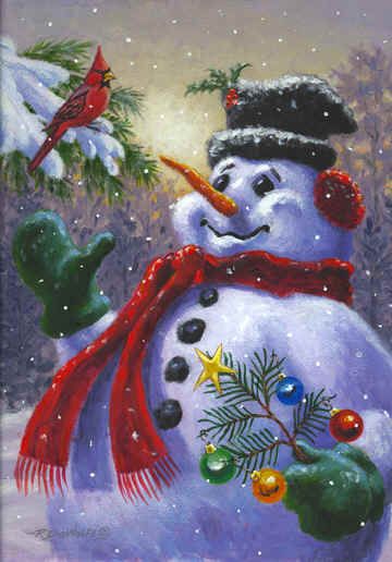 360x516 Snowman ~ Seasons Greetings By Richard De Wolfe Just Love - Vintage Christmas Painting