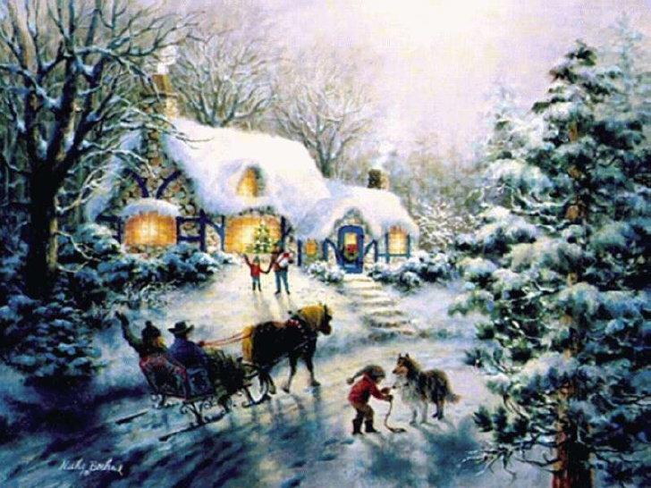 728x546 A Vintage Christmas - Vintage Christmas Painting