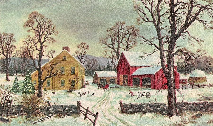 900x534 Christmas Illustration 1039 - Vintage Christmas Painting