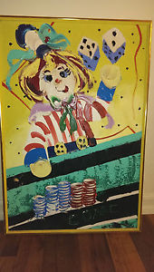 170x300 Vintage Large Paul Blaine Henrie Oil On Canvas Clown Painting 7 - Vintage Clown Painting