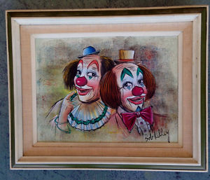 300x257 Bob Kelley Signed Original Vintage Clown Painting Ebay - Vintage Clown Painting