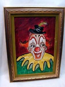 225x300 Chester Roseen Clown Painting Oil On Canvas Vintage W Bio - Vintage Clown Painting