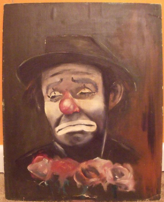 570x703 Gorgeous Vintage Clown Painting 1950's Or By Recollectionclothing - Vintage Clown Painting