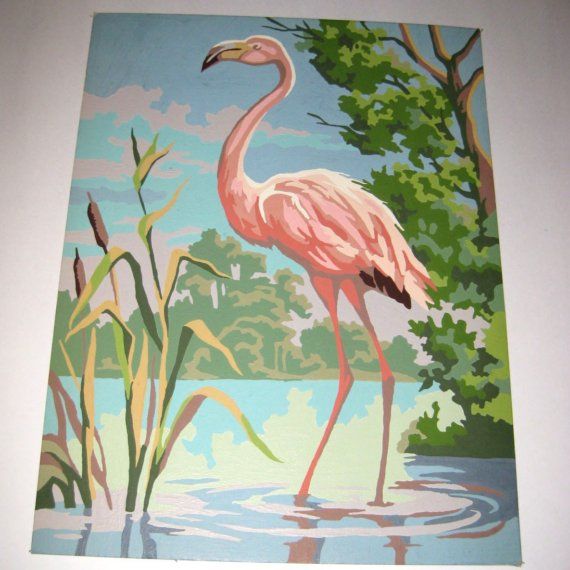 570x570 Vintage Flamingo Paint By Number Flamingo Painting - Vintage Flamingo Painting