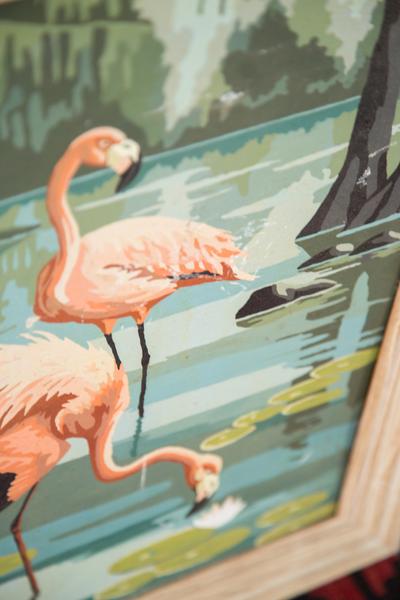 400x600 Vintage Paint By Numbers Flamingo Painting - Vintage Flamingo Painting