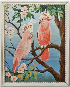 236x293 Vintage Paint By Numbers Parrots Bffs For My Flamingo Couple. - Vintage Flamingo Painting