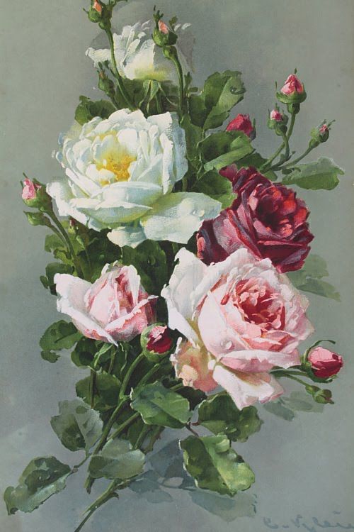 500x750 The 53 Best Flower Painting Reference Images - Vintage Floral Painting