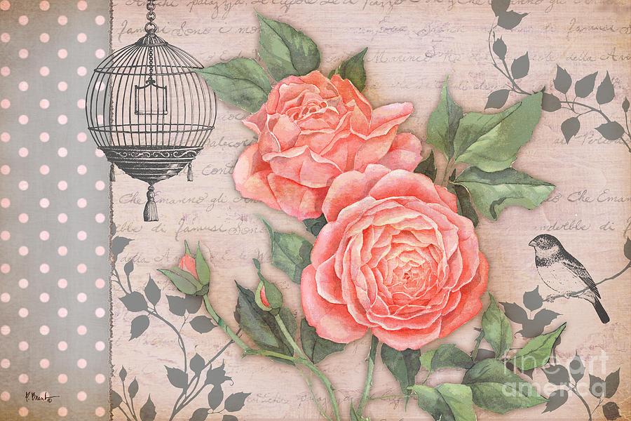 900x600 Vintage Rose Collage Painting By Paul Brent - Vintage Floral Painting