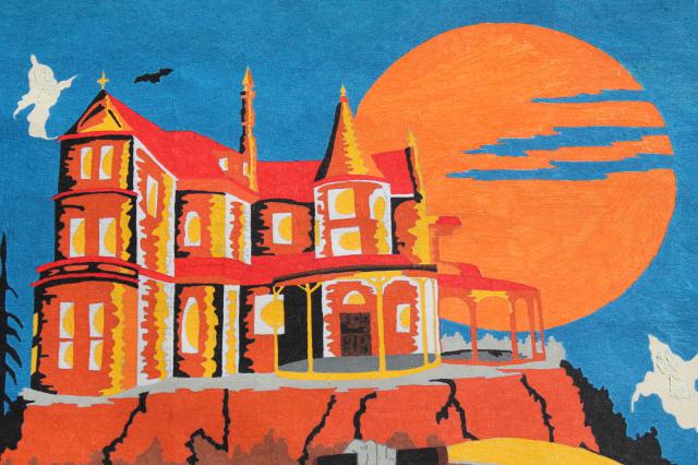 640x426 Retro Vintage Halloween Paint By Number Art Poster Wall Hanging - Vintage Halloween Painting