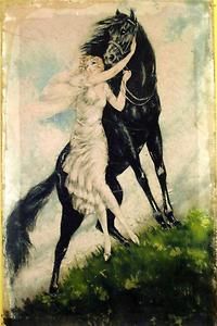 200x300 Gray And Oriental - Vintage Horse Painting