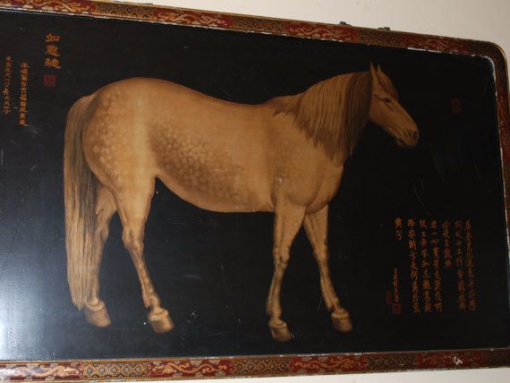 570x428 Vintage Horse Painting On Wood Chinese Art By Vintagevaultstore1 - Vintage Horse Painting