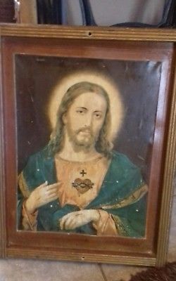 250x400 Antique Vintage Jesus And Mary Painting - Vintage Jesus Painting
