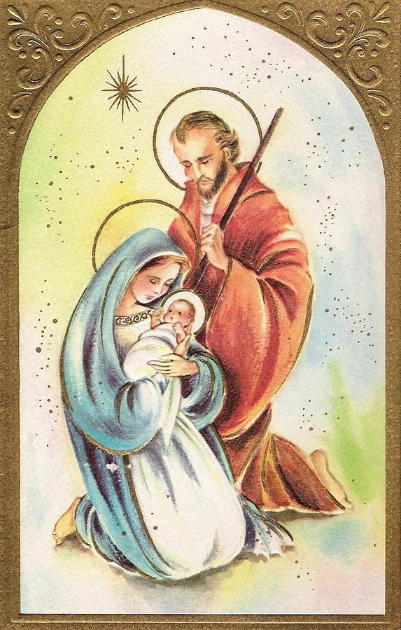 573x900 Christmas Illustration 1270 - Vintage Jesus Painting
