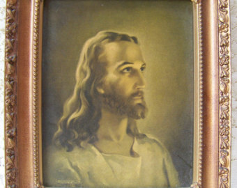 340x270 Framed Jesus Picture Etsy - Vintage Jesus Painting