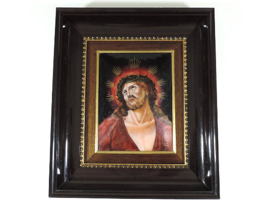 540x405 French Vintage Jesus Paintingvintage Enamel On Copper Jesus - Vintage Jesus Painting