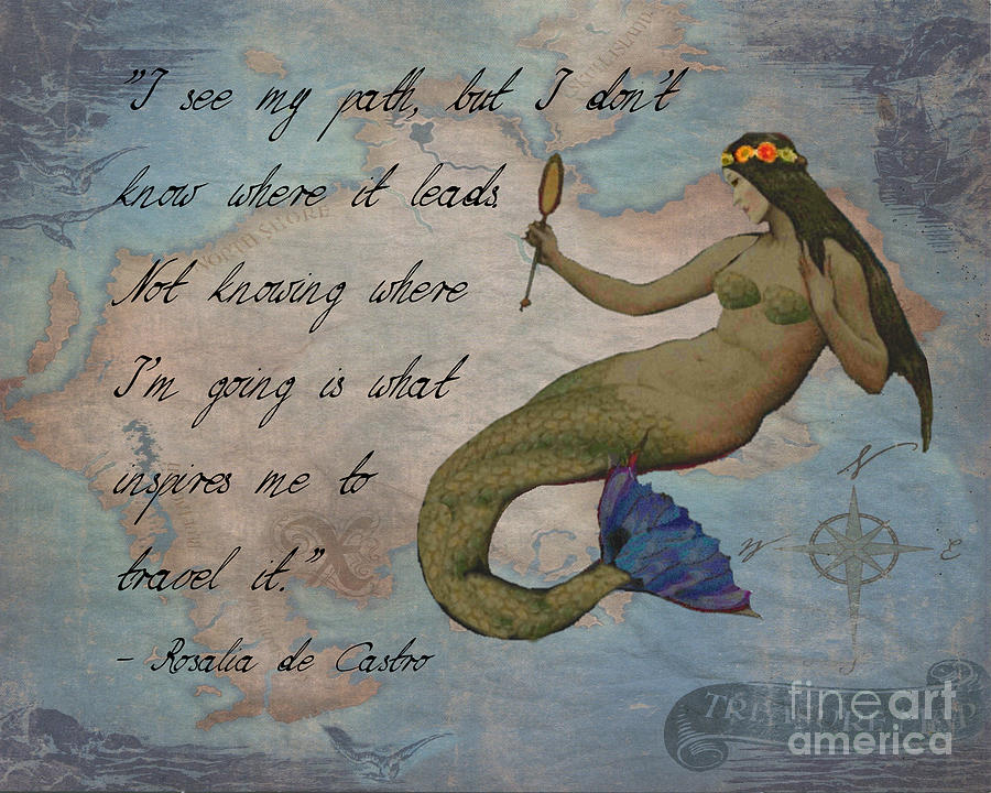 900x720 Inspirational Vintage Mermaid Quote Wall Art Painting By Sylvia - Vintage Mermaid Painting