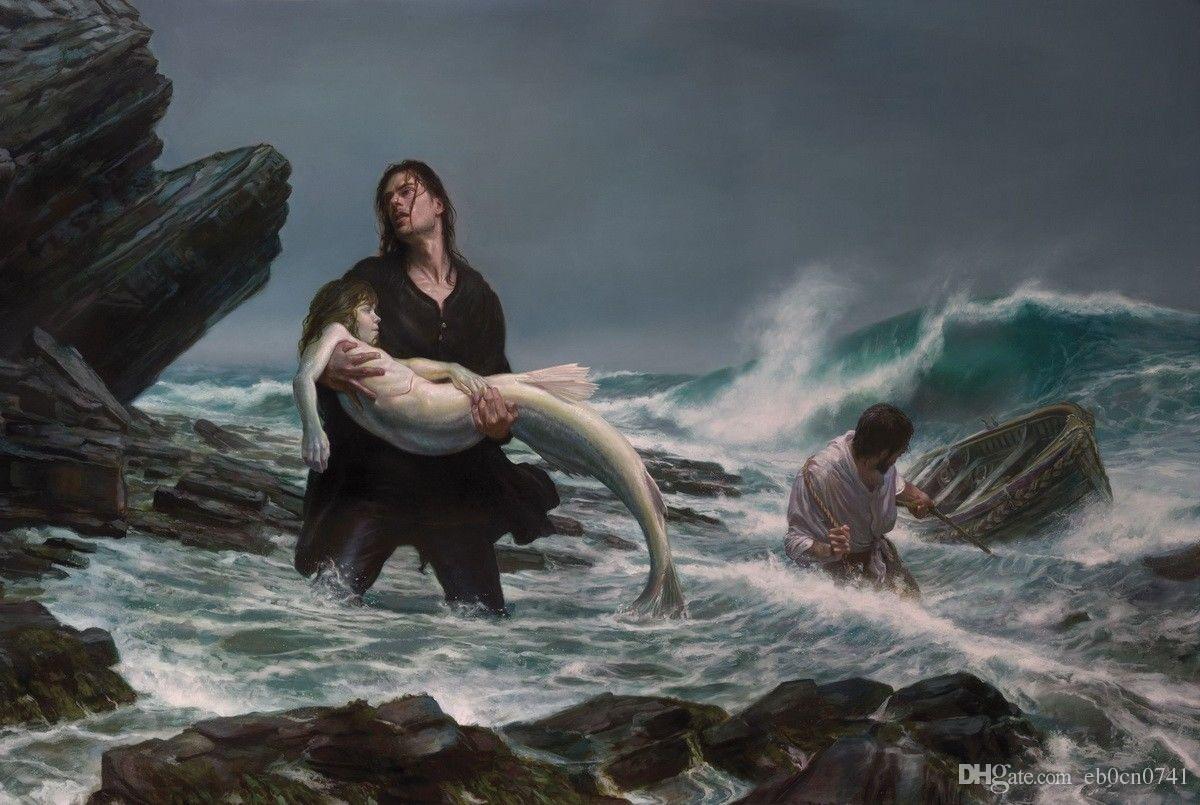 1200x805 2018 Modern Home Art Decor Vintage Mermaid Fantasy High Quality - Vintage Mermaid Painting