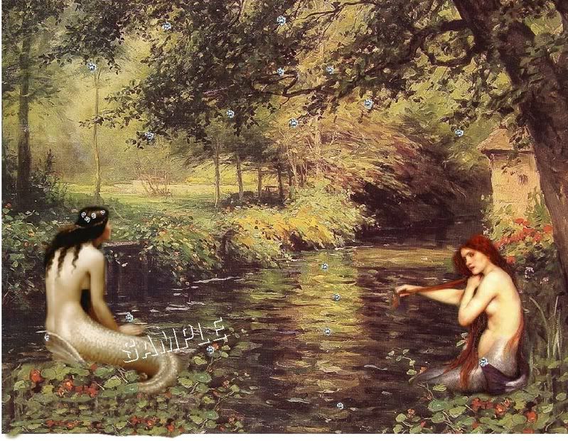 799x621 Vintage Mermaid Art Vintage Mermaid Siren Nymph Fantasy Canvas - Vintage Mermaid Painting