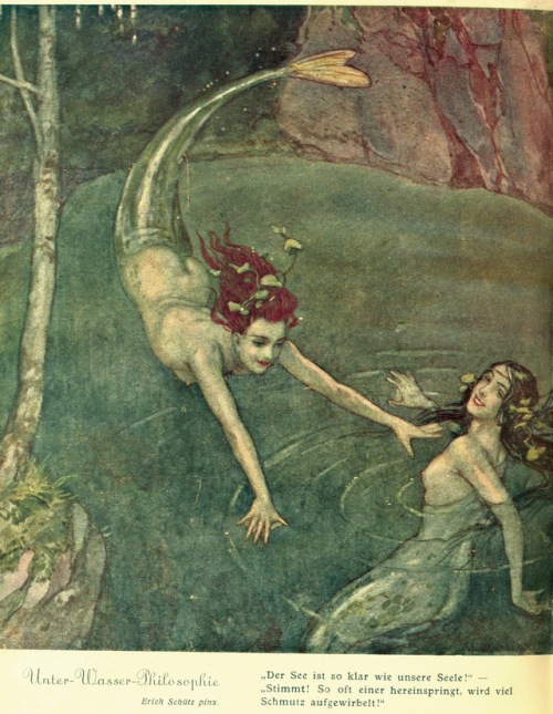 500x645 Thefugitivesaint Erich (1886 1937), (Art Deco - Vintage Mermaid Painting