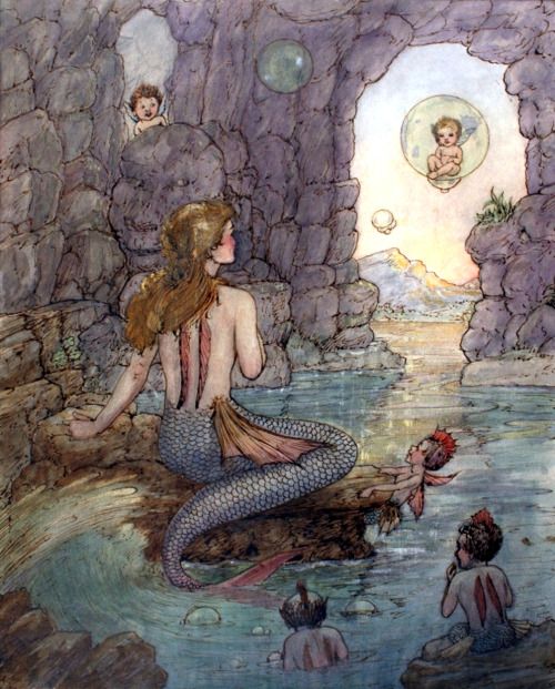 500x621 Art By Harold Gaze (1919). Vintage Mermaid Art Print Illustration - Vintage Mermaid Painting