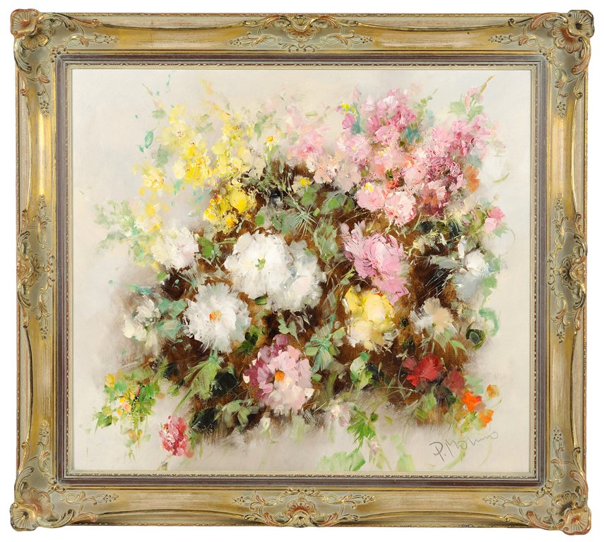 855x768 Vintage Floral Painting, Paul Morro - Vintage Painting