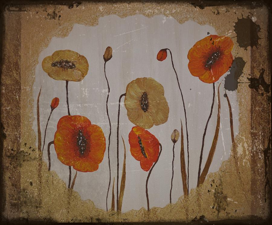 900x745 Vintage Red Poppies Painting Painting By Georgeta Blanaru - Vintage Painting