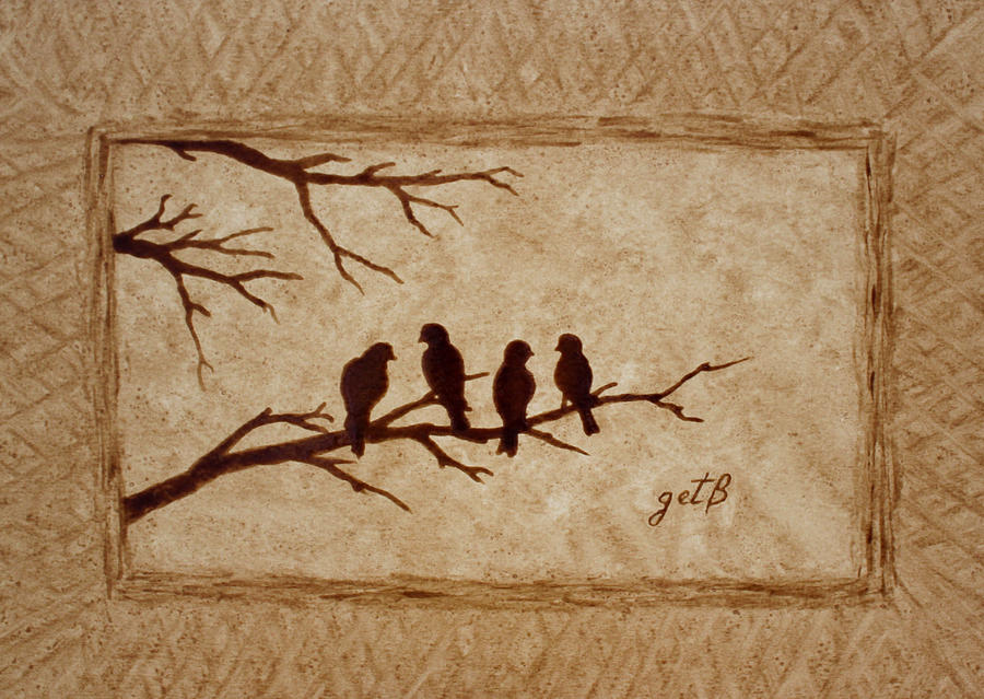 900x639 Birds Vintage Photo Beer Painting Painting By Georgeta Blanaru - Vintage Painting