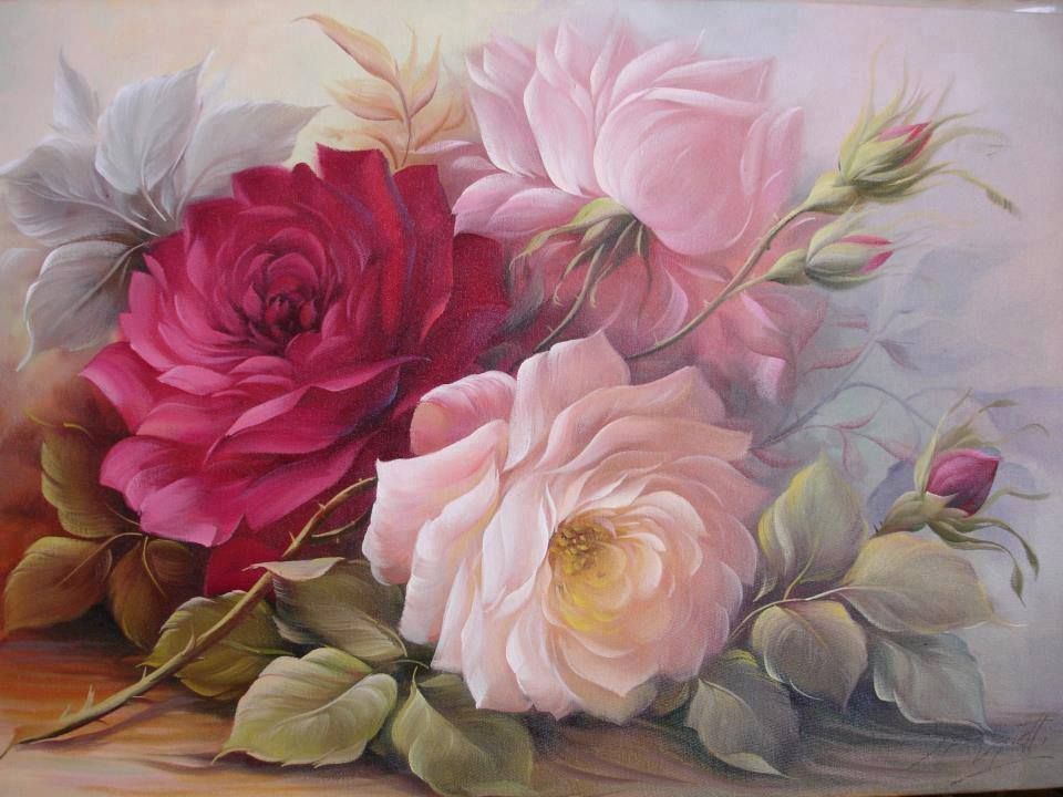 960x720 Pin By Hayriye On Dekopaj - Vintage Rose Painting