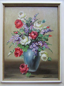225x300 Vintage Rose Floral Flower Original Hand Painted Oil Painting By - Vintage Rose Painting
