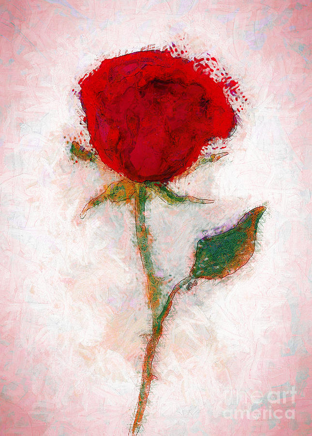 645x900 Vintage Red Rose Painting By Claire Bull - Vintage Rose Painting