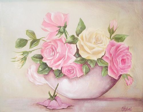 500x392 Vintage Roses Shabby Chic Roses Painting Print Chris Hobel.jpg - Vintage Rose Painting