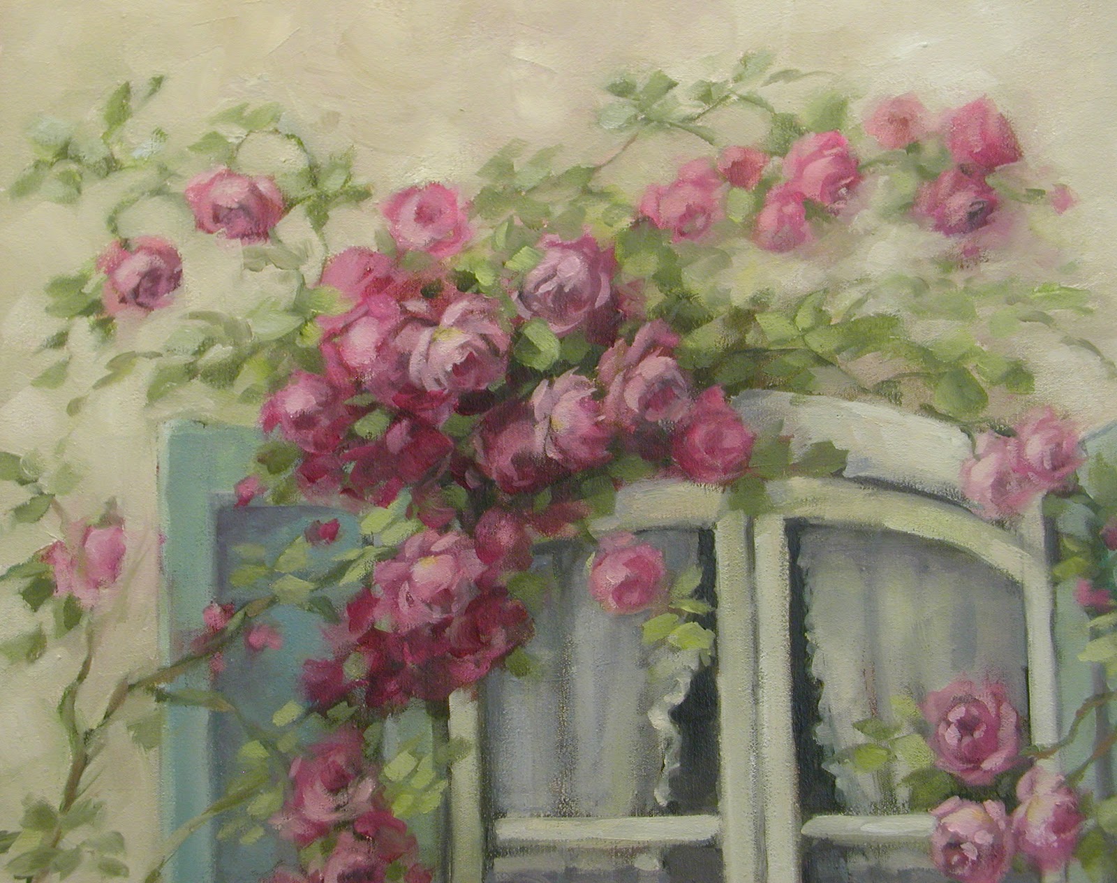 1600x1264 Chateau De Fleurs My Love Of French Windows Inspired A New - Vintage Rose Painting
