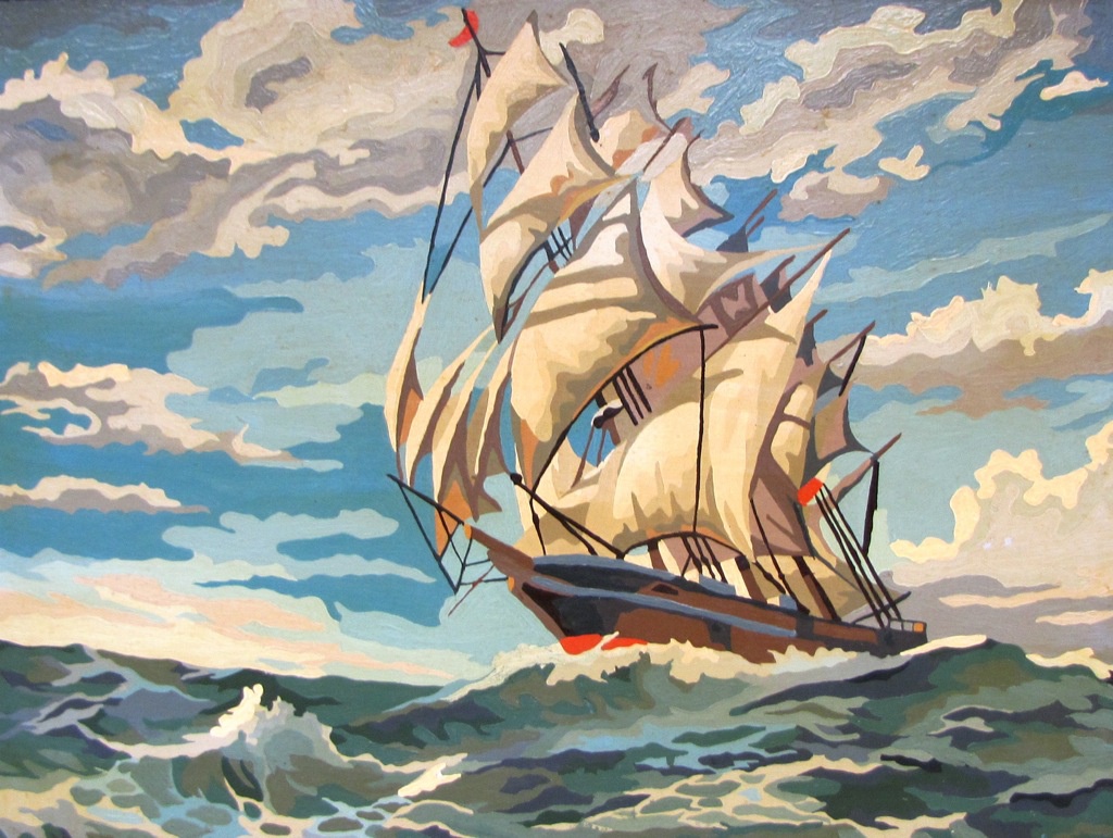 1024x771 Found In Ithaca Sailing Ship - Vintage Ship Painting