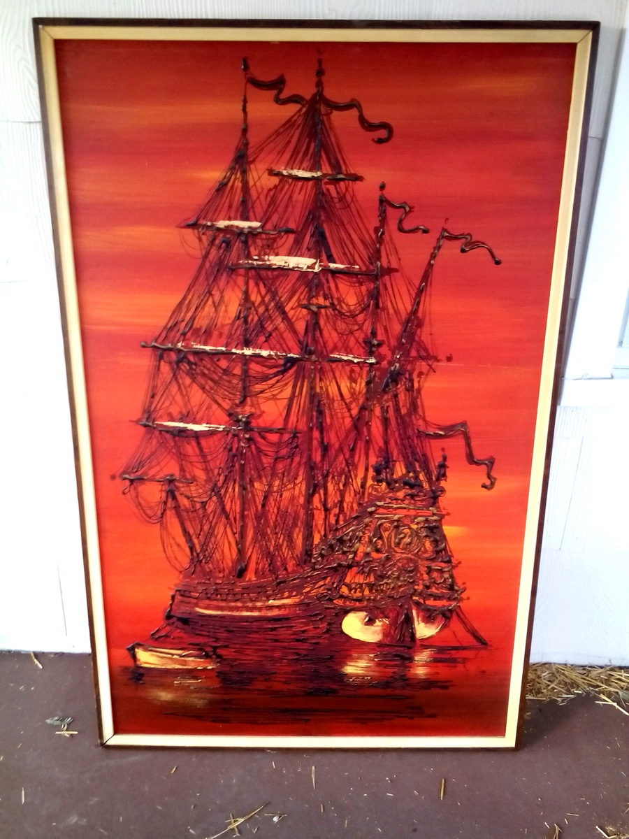 900x1200 Large Vintage Ship Painting Collectors Weekly - Vintage Ship Painting