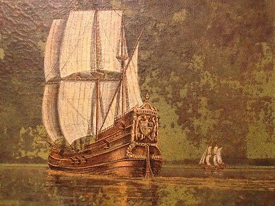 400x300 Vintage Clipper Ship Painting Oilcanvas Framed Wall Art Nautical - Vintage Ship Painting