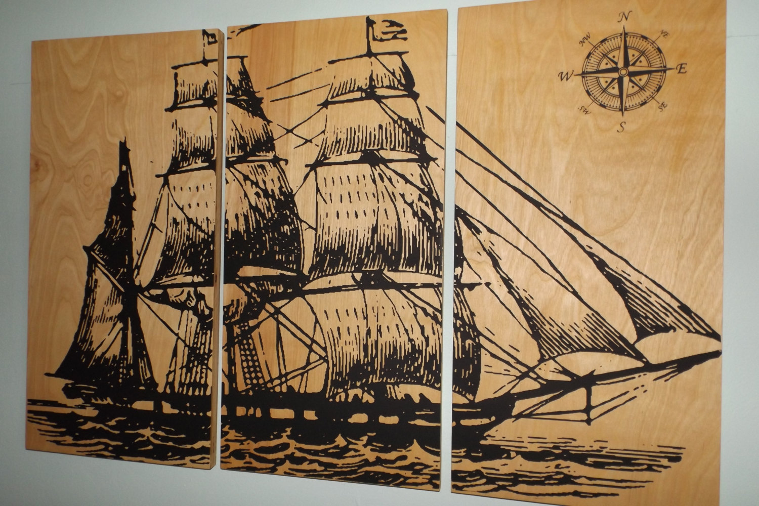 1500x1000 Vintage Pirate Ship Sailboat Screen Print Wood Painting - Vintage Ship Painting