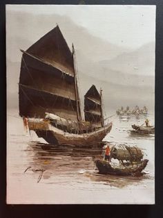 236x314 Antique Oil On Canvas Nautical Seascape Painting ~ Signed ~ 16 X - Vintage Ship Painting