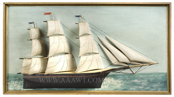 600x335 Antique Ship, Model Ships, Pilot House Eagles, Scrimshaw, Whaling - Vintage Ship Painting