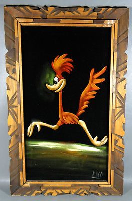 264x400 Vintage Rare Road Runner Velvet Painting - Vintage Velvet Painting