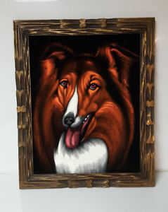 239x300 Vintage Velvet Painting Lassie Dog Uv Reactive Ebay - Vintage Velvet Painting
