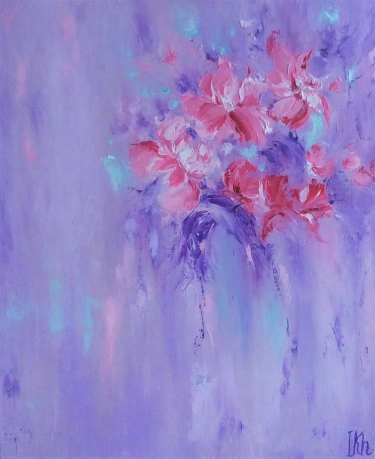 770x942 Saatchi Art Blossom Series. Violet Dreams, Peony Oil Painting - Violet Flower Painting