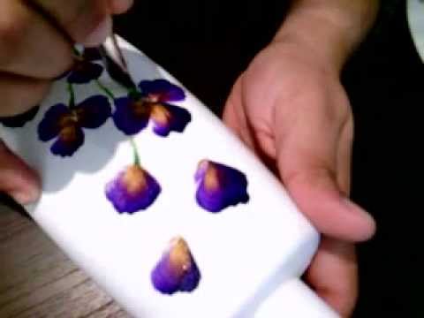 480x360 Simple One Stroke Violet Flowers ) - Violet Flower Painting
