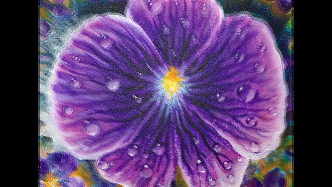 1280x720 Violet Flower Painting - Violet Flower Painting