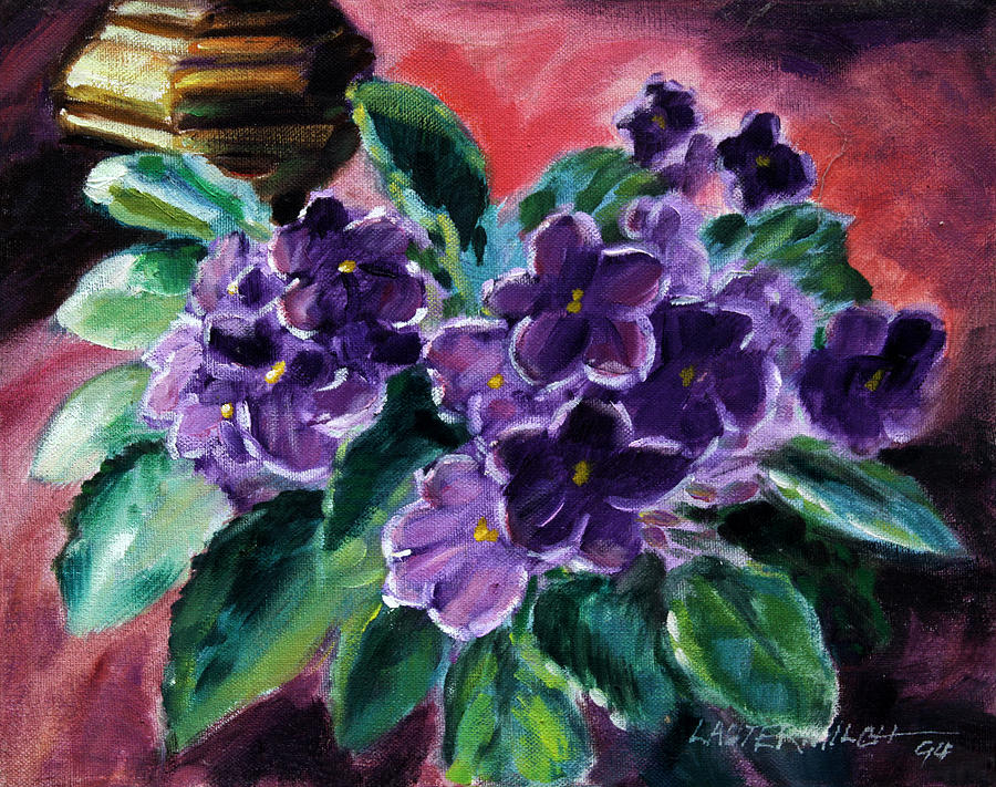 900x711 African Violets Painting By John Lautermilch - Violet Painting
