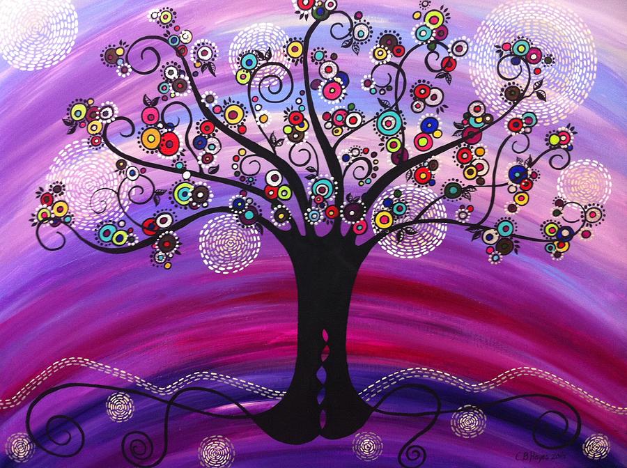 900x672 Tree Of Life In Violet Painting By Catherine Barry - Violet Painting