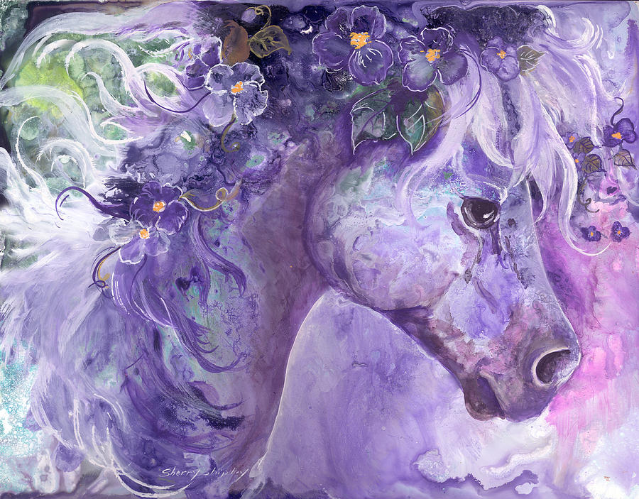 900x703 Violet Fantasy Painting By Sherry Shipley - Violet Painting