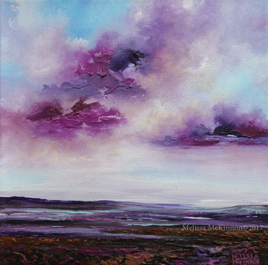 900x892 Beautiful Ocean Beach And Sunset Sky With Clouds Landscape - Violet Painting