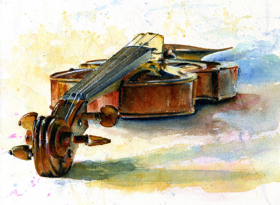 900x660 Violin 2 Painting By John D Benson - Violin Painting