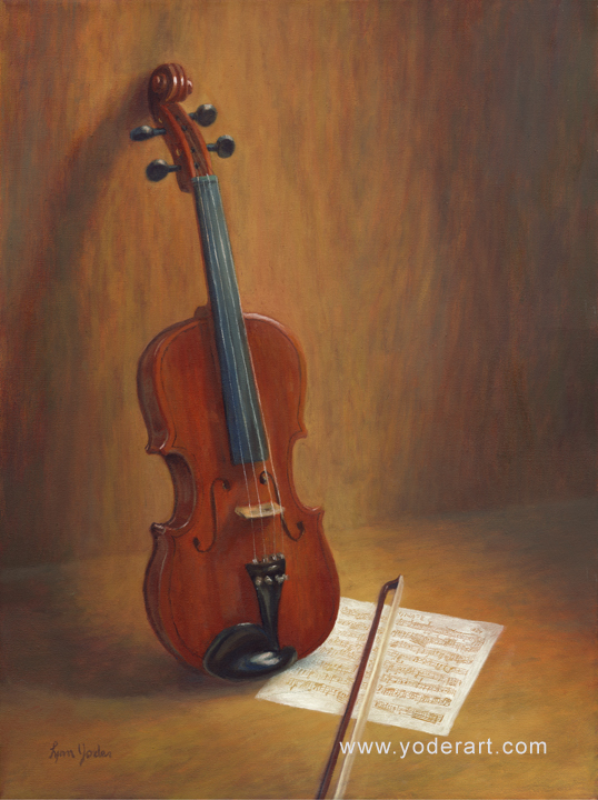 538x720 Violin Painting By Lynn Yoder - Violin Painting